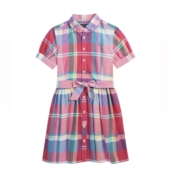 NWT Polo Ralph Lauren Girls Madras Plaid Shirtdress Summer Preppy Classic - Picture 1 of 7